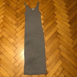Gray Ribbed Fitted Dress